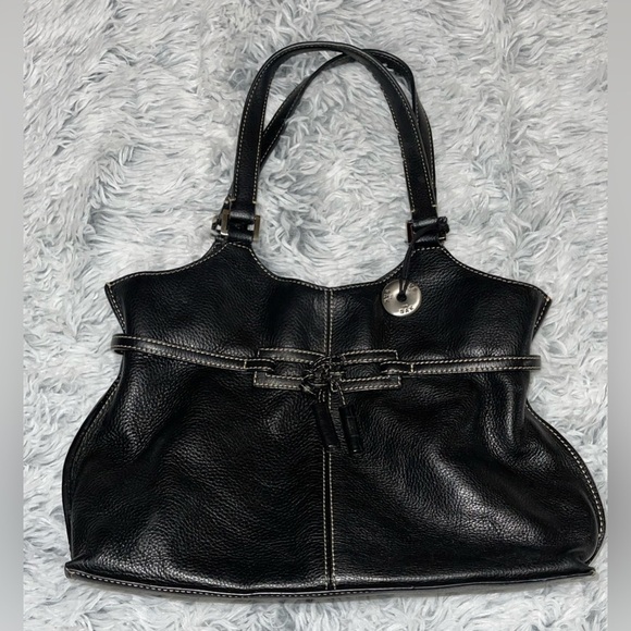 The Sak Pebble Leather Top Handle Contrast Stitch Pink Gingham Lining Handbag - Picture 1 of 8